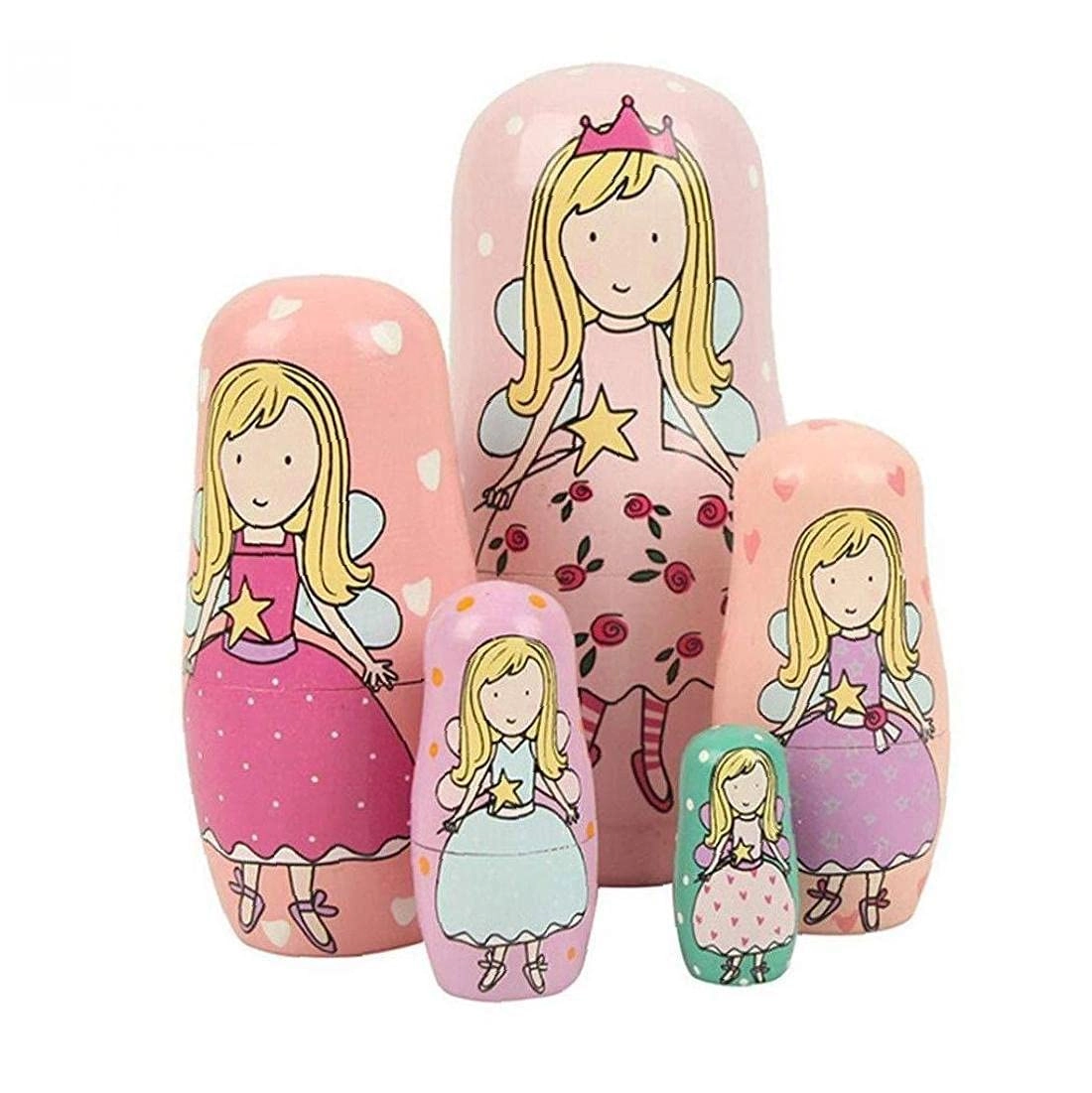 ?Chuugu1545 Wooden Stacking Dolls - 5 pieces