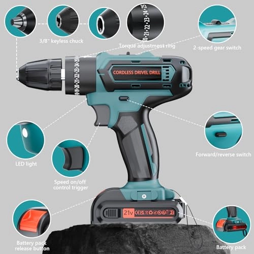Cordless Drill - 2000 Milliamp Hours Kit