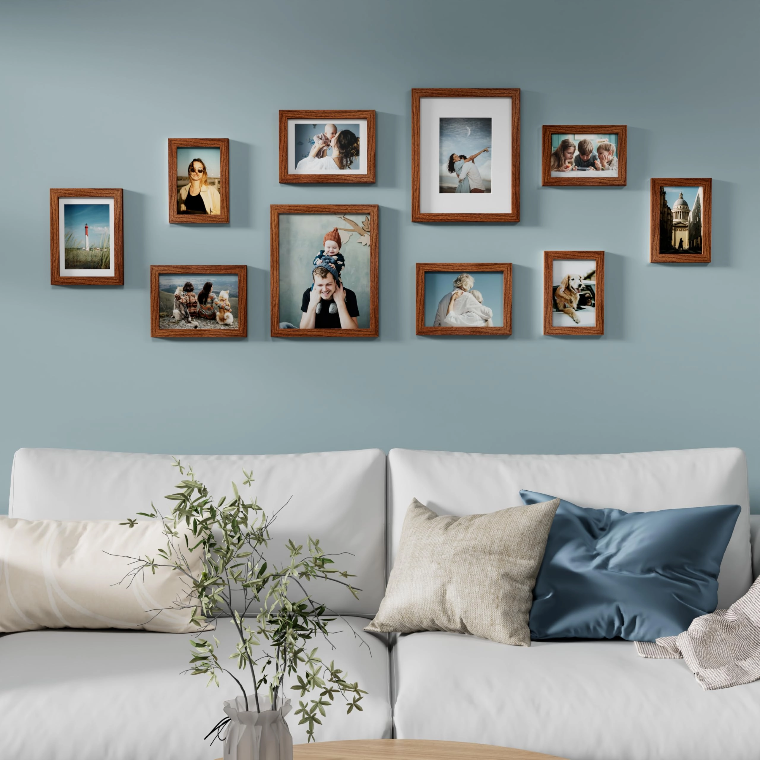 Picture Frames Set - 10 Pack Rustic Grey