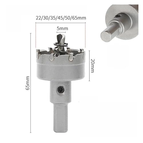 Tungsten Carbide Hole Saw - 22/30/35/45/50/65mm Stainless Steel/Metal