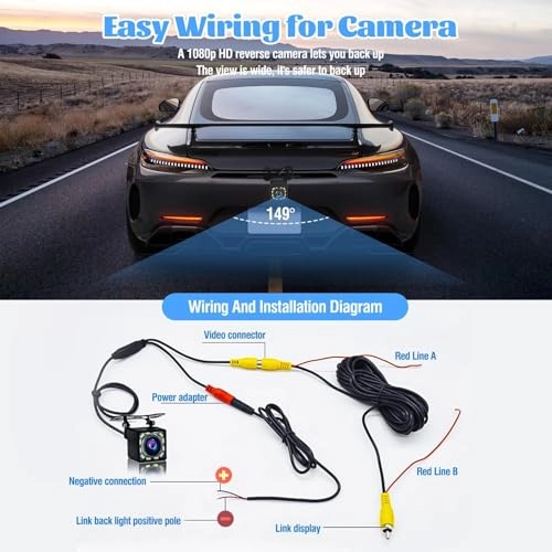 Reversing Camera - 12-LED IR Night Vision 6M RCA video input cable High Resolution
