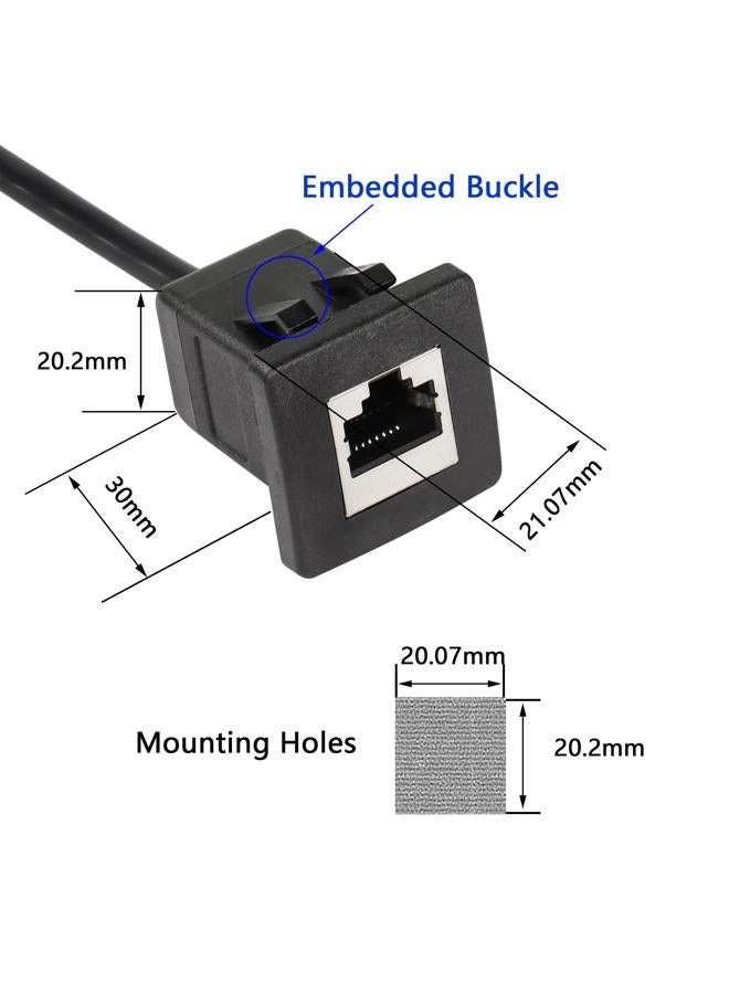 RJ45 Male to Female Cat 5e Panel Mount Cable - 1m