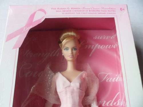 Pink Ribbon Barbie Doll - Plastic Pink Gown Ages 6+