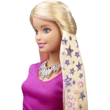 Barbie Color Reveal Glitter! Hair Swaps Doll - Glittery Blue 25 Hairstyling & Party-Themed Surprises Ages 3+