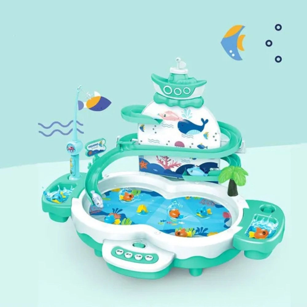 Whale Slide & Fishing Game Playset - Green Waterproof Suitable for 3 years & above