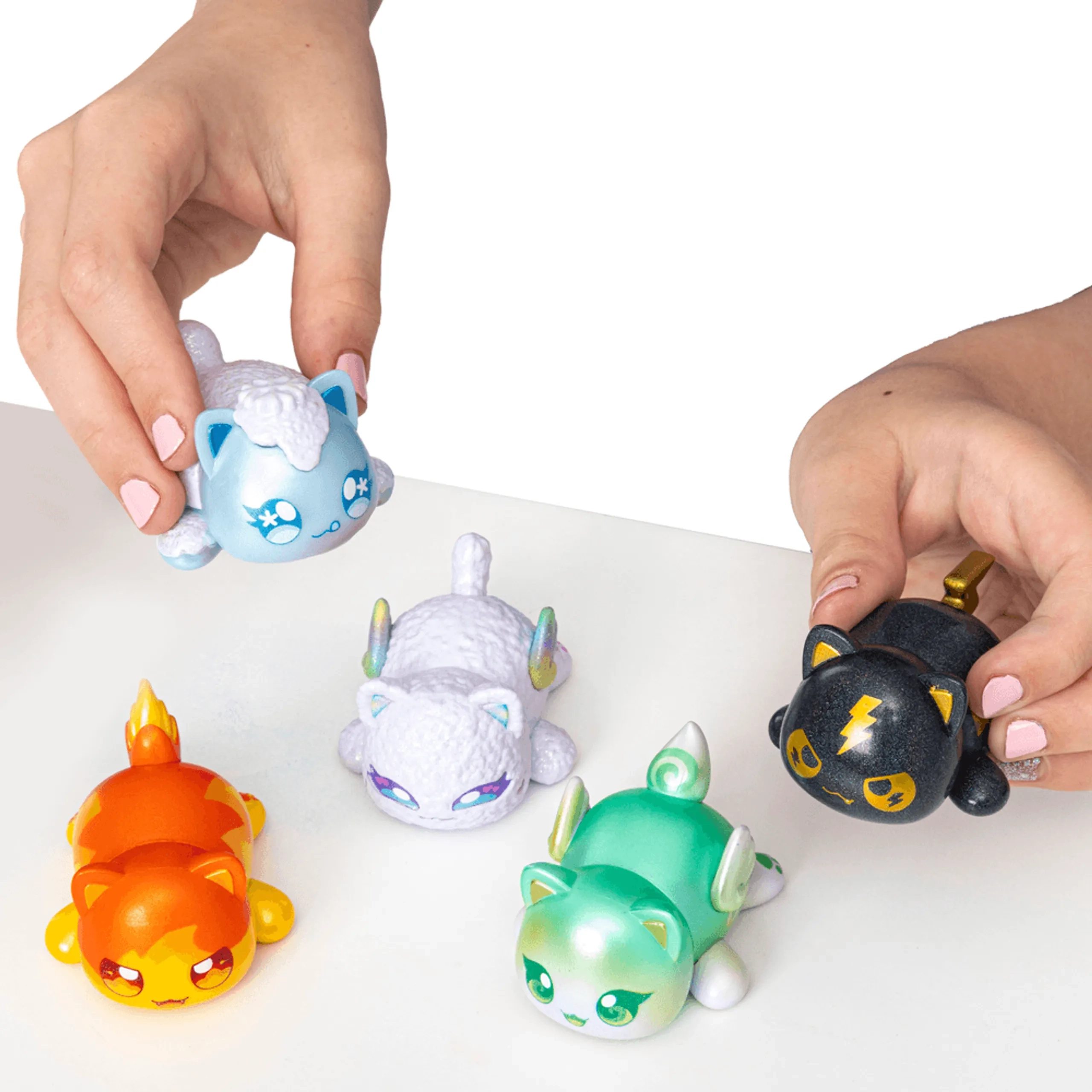 Ice Cat + Fire Cat + Earth Cat + Void Cat + Lightning Cat - MeeMeows Metallic Edition - 5 Pcs