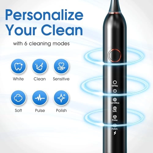Electric Toothbrush - Sonic 8 Brush Heads 40000 VPM