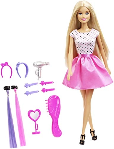 Barbie Fun & Fancy Hair Doll - 8.5 inches Blonde Hair Styling Accessories Ages 3+