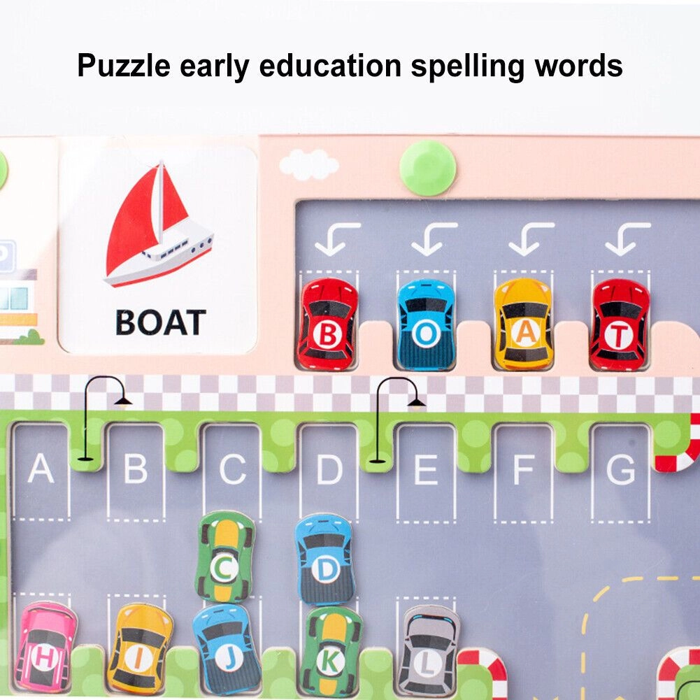 Wooden Kids Car Parking Play Set