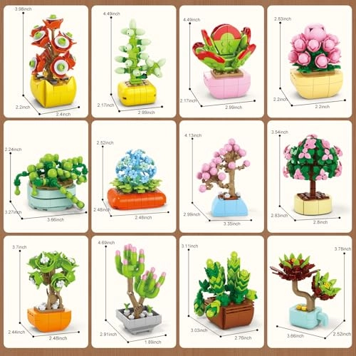 Succulent & Flower Building Block Set - 1255 pcs 12-in-1
