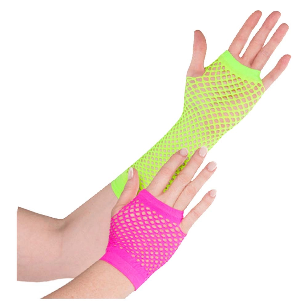 Party Centre Neon Fishnet Gloves - Suitable for 13 years & above
