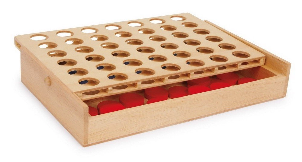 Small Foot Four in One Row - Travel Version Practical Wooden Box