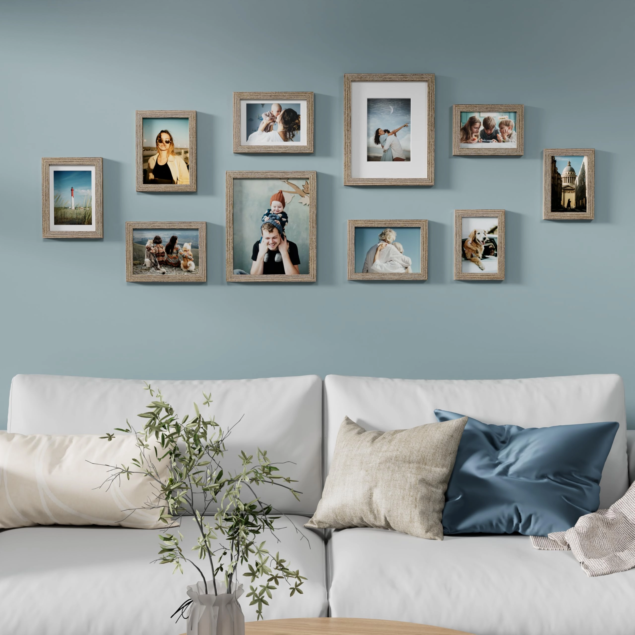 Picture Frames Set - 10 Pack Rustic Grey