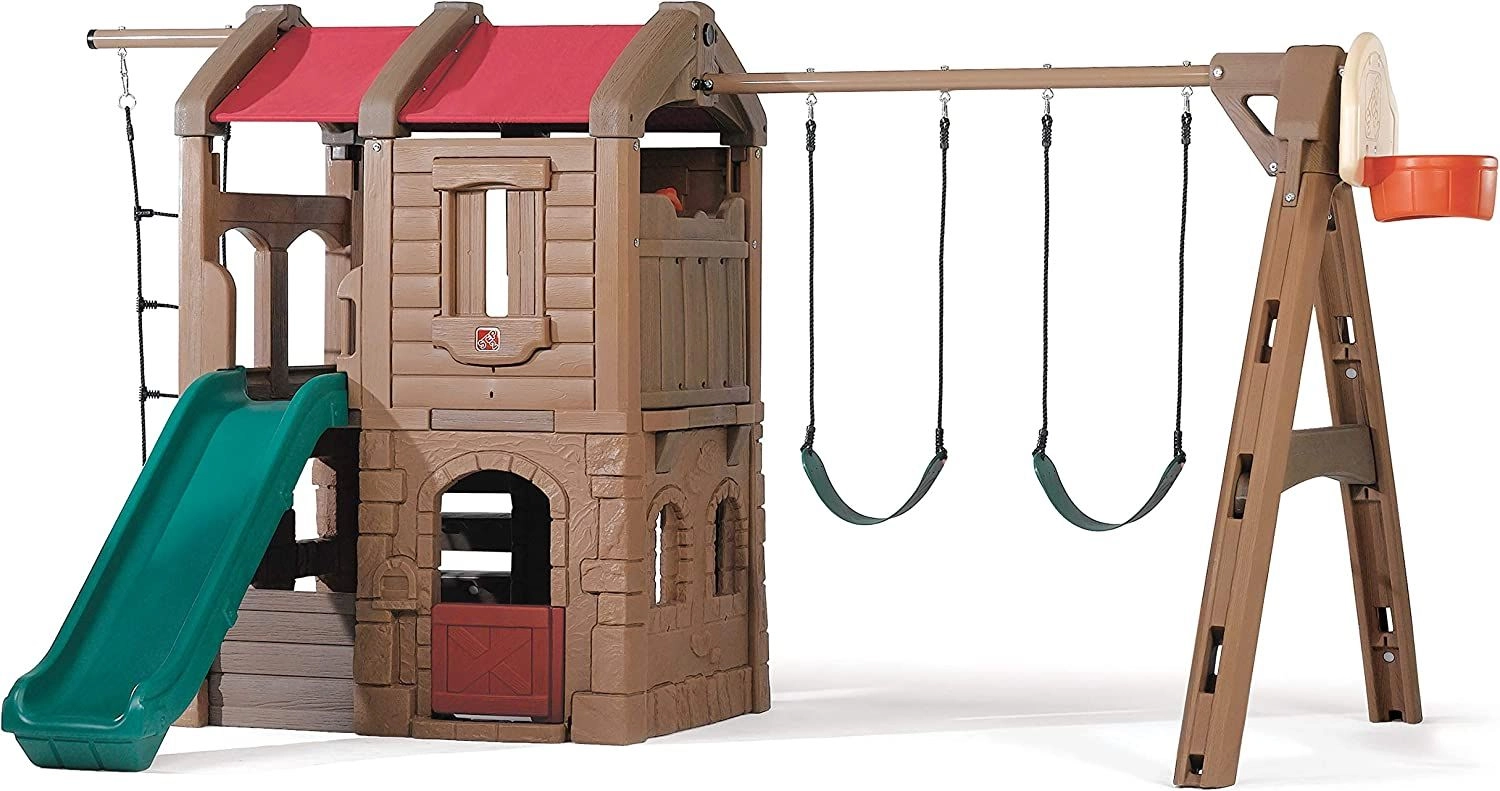 Step2 Adventure Lodge Play Center - Brown with Glider