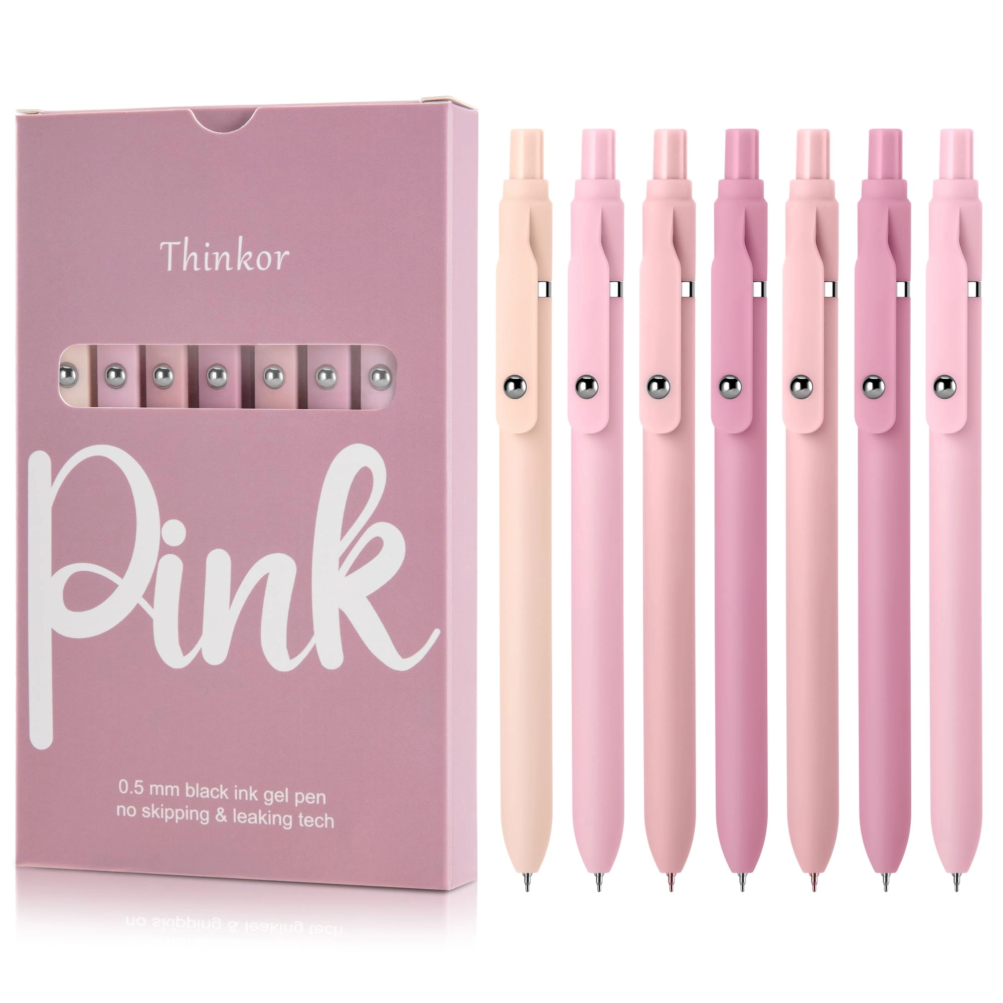 Pink Gel Pens - 7 Pcs 0.5 Millimeters