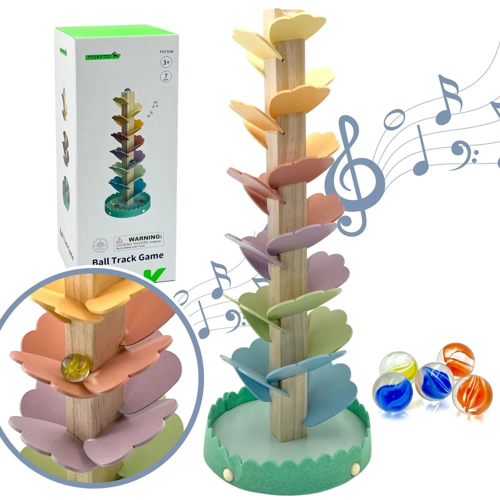 Wooden Montessori Ball Track Game Set - Suitable for 3 years & above 7 Pcs