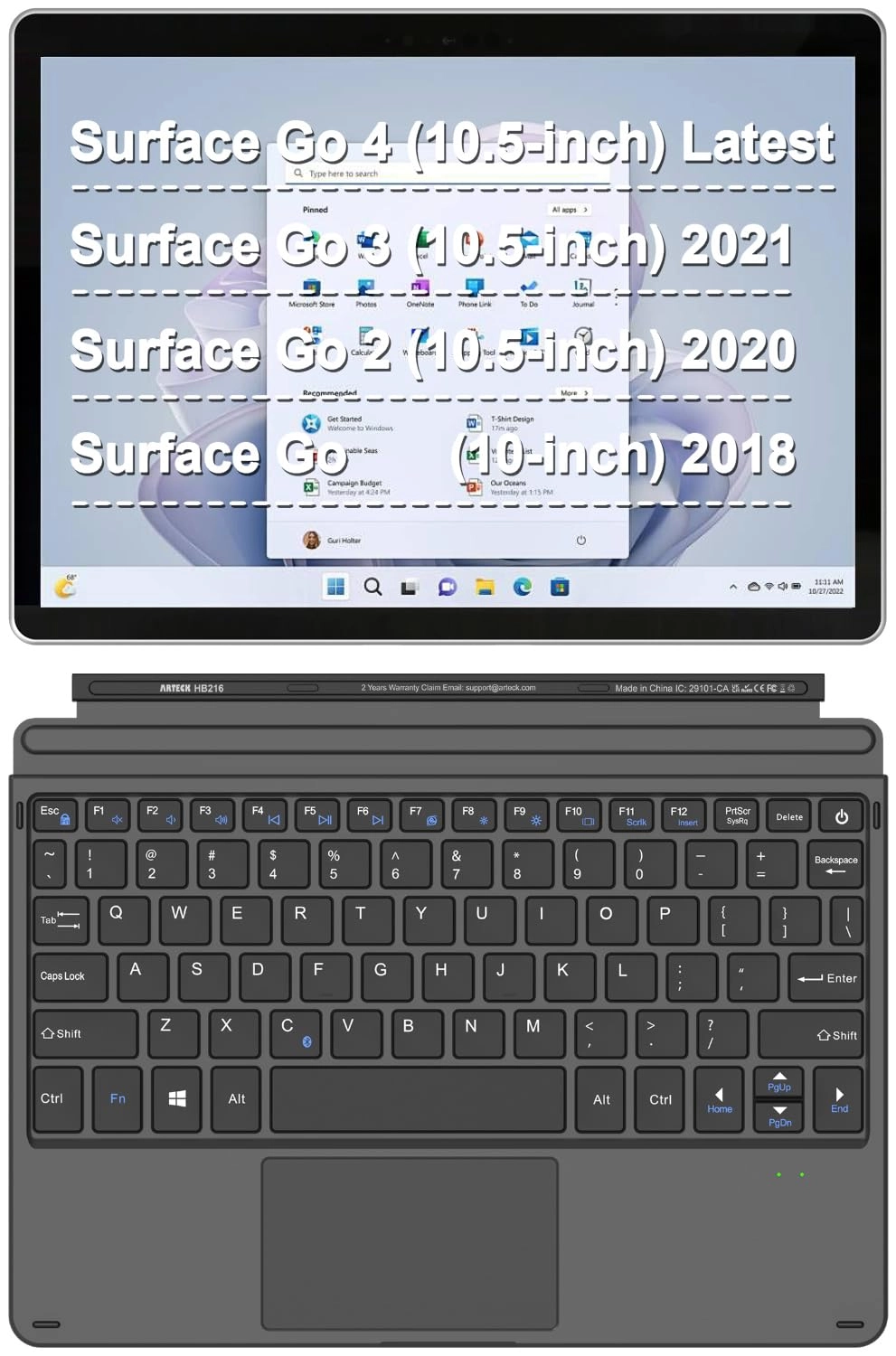 Microsoft Surface Go Type Cover - Wireless