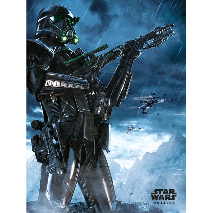 PYRAMID POSTERS Star Wars Rogue One Death Trooper Rain Canvas Print - 260gsm premium satin canvas 60 x 80 cm