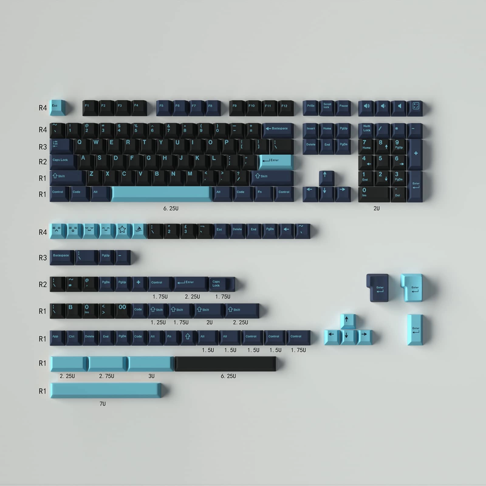Sumgsn Double Shot Keycaps - ISO ANSI Layout