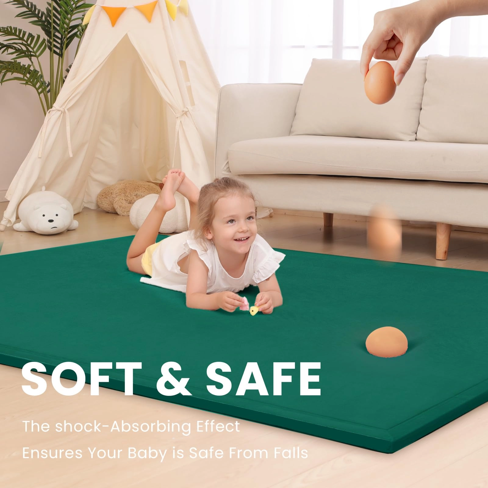 Baby Play Mat - 59"×71" 1.3" Thick Light Grey