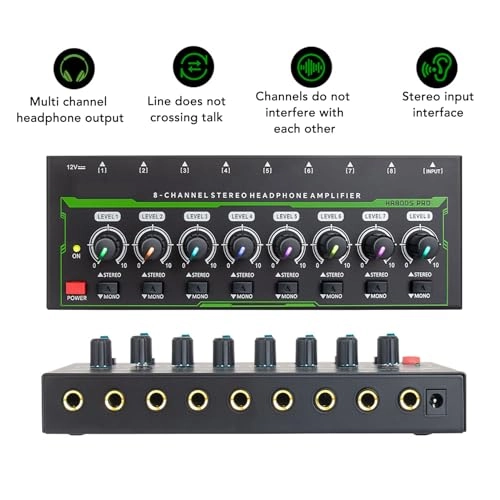 8 Channel Headphone Amplifier - Metal Independent Volume Control