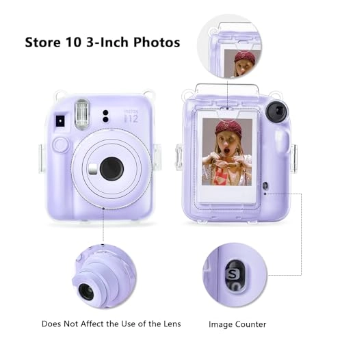 Clear Case - with Strap + Mini Photo Album - 80 Photos + Selfie Mirror + DIY Stickers - x2 + Color Filter - x4