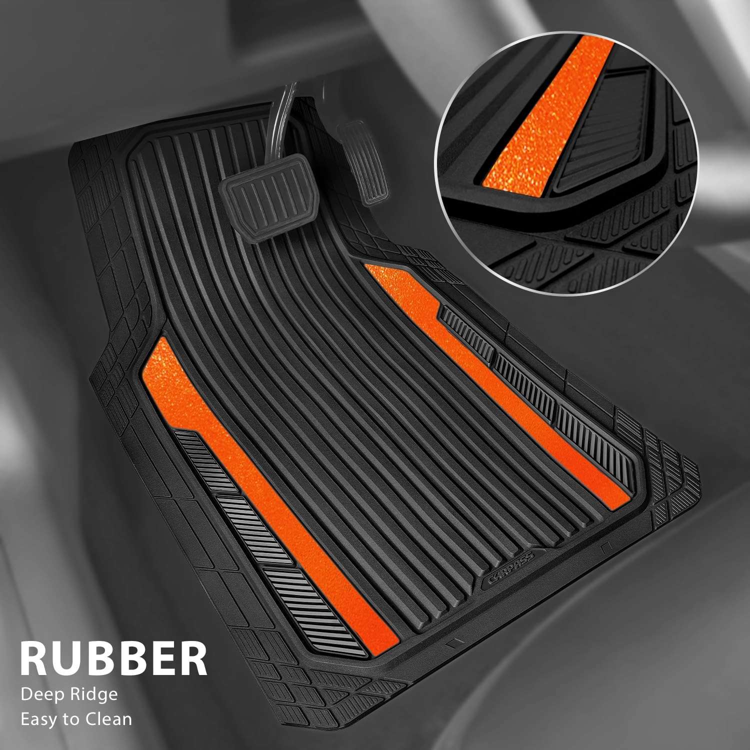 Heavy Duty Rubber Car Mats - All Weather Anodized Universal Fit