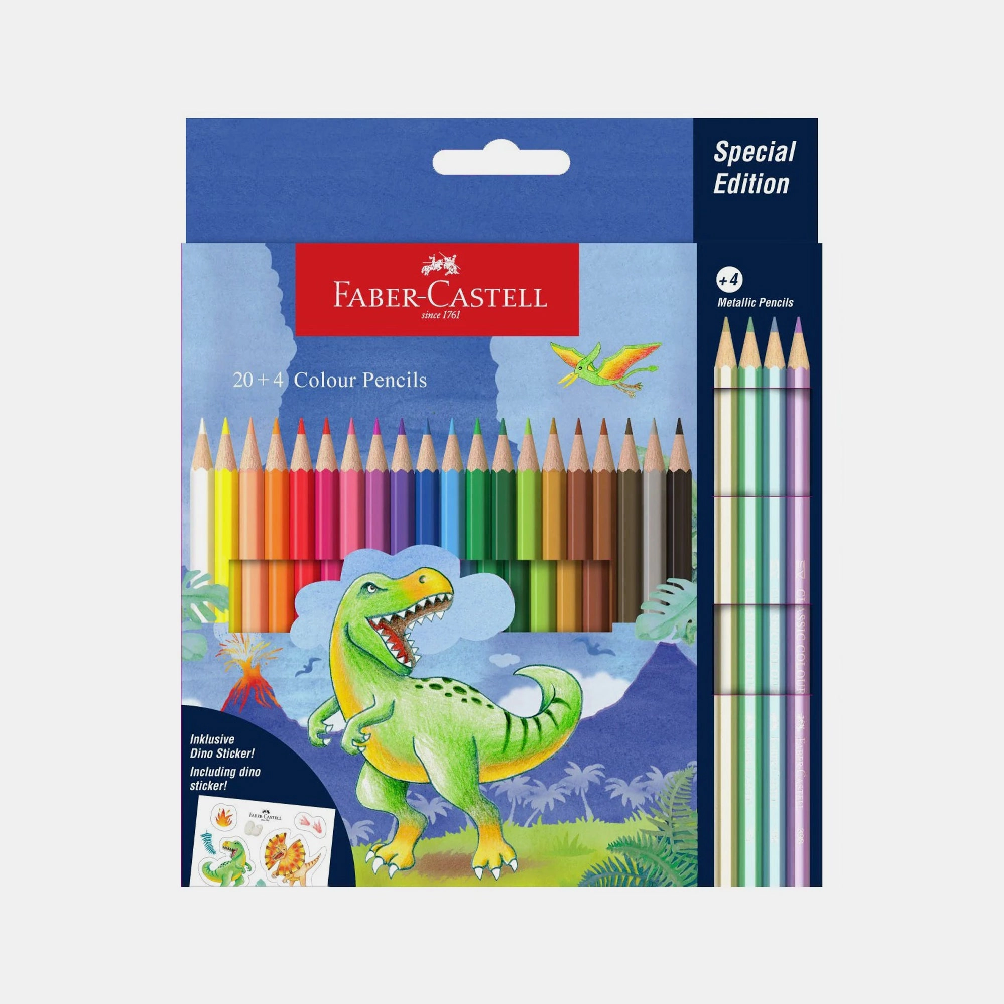 Faber-Castell Dinosaur Colour Pencils - 20 Colours 4 Metallic Colours