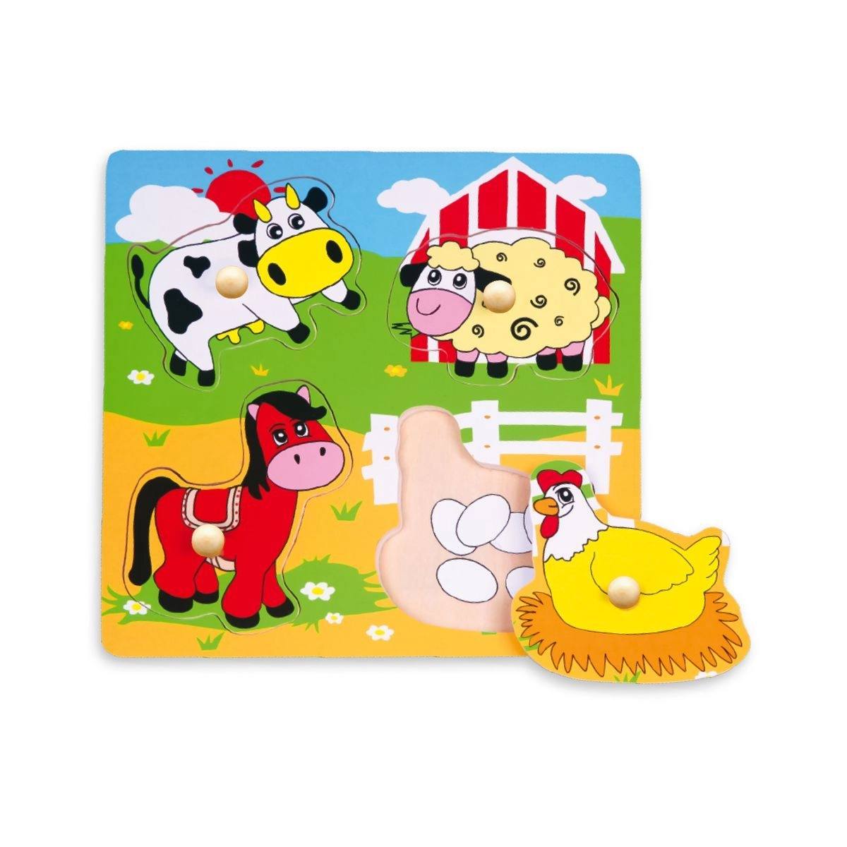 VIGA Find & Match Wooden Jigsaw Puzzle Set Barn Animals - 18 months+ 17 pieces