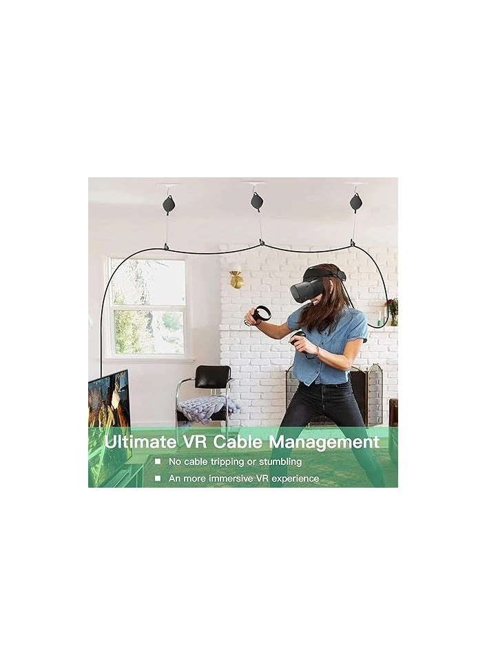 VR Cable Pulley System - 6 Pack Black Compatible with Quest 2