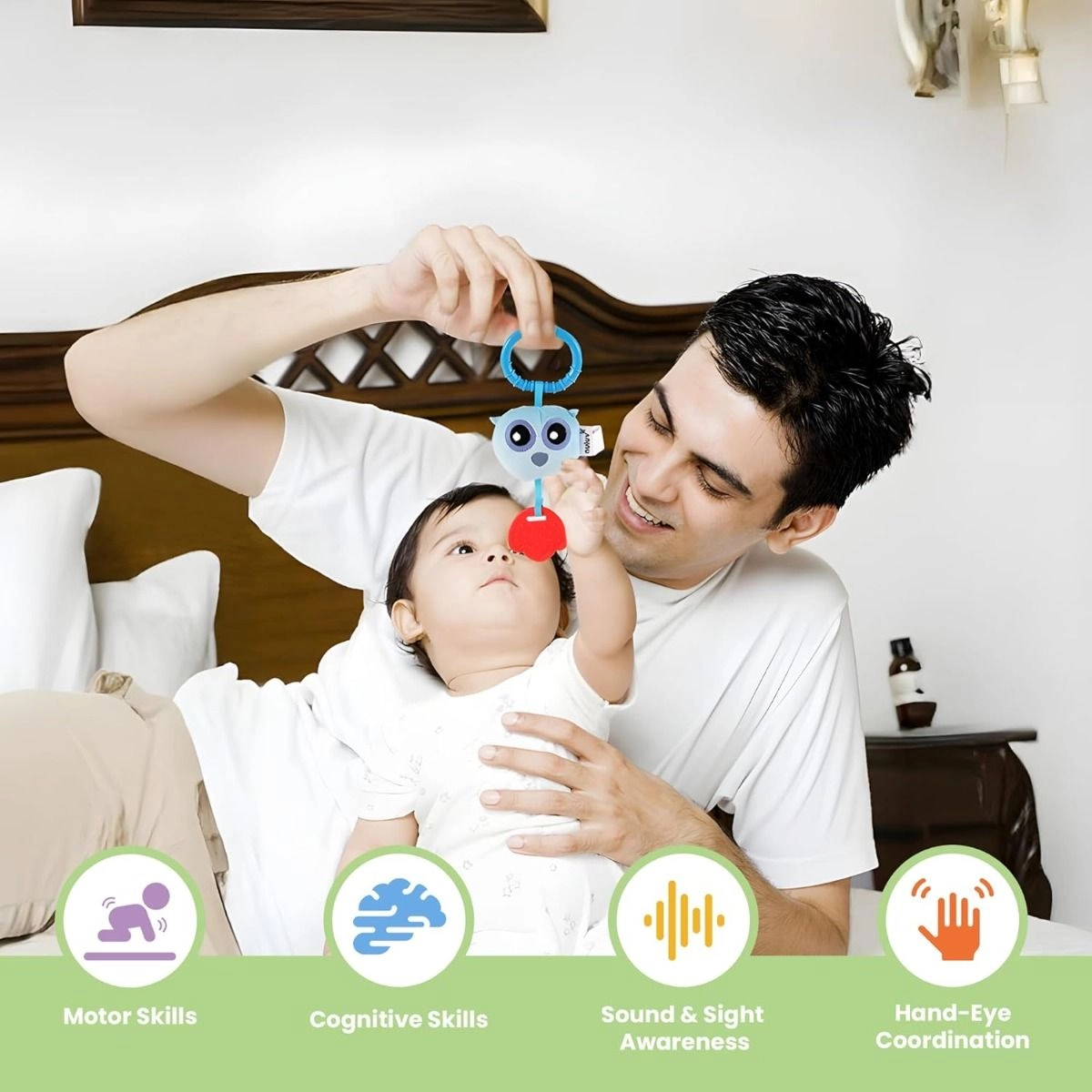 Playtime Owl Teether - soft cuddly fabric silicone teething ring