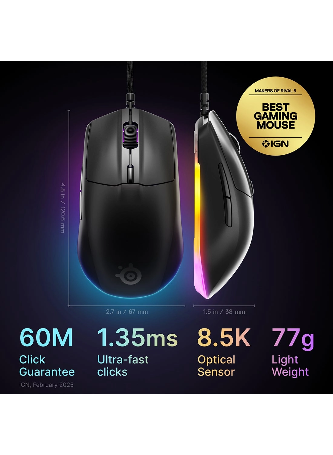 Rival 3 Gen 2 Gaming Mouse - Wired