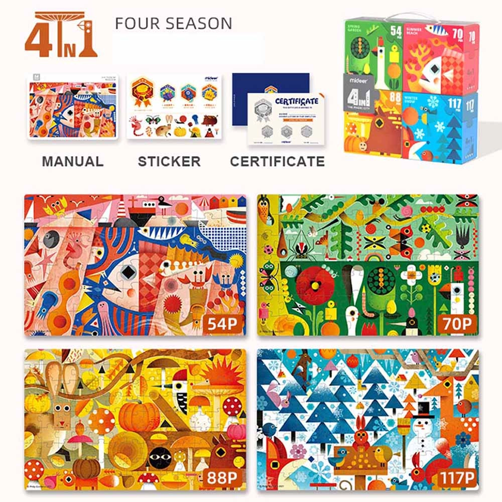 4-in-1 Seasons Puzzle (TOP-MD3166) - 55-117 pcs