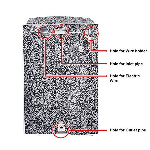 Top Load Washing Machine Cover - 6kg-7.5kg Black Flower