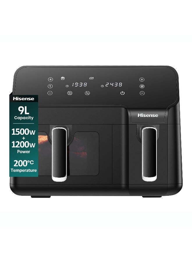 Hisense Air Fryer H09AFBK2S5 - Dual Cooking Zone; 8 Preset Programs; 360° Circulation