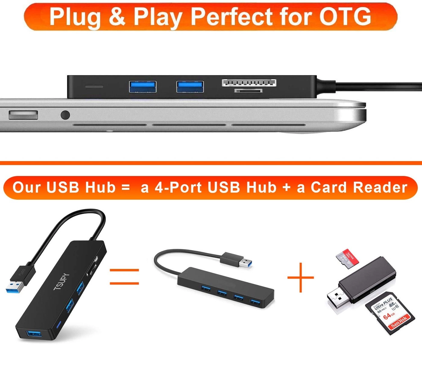 USB Hub - 3.0 5 in 1 SD Micro SD Card Reader