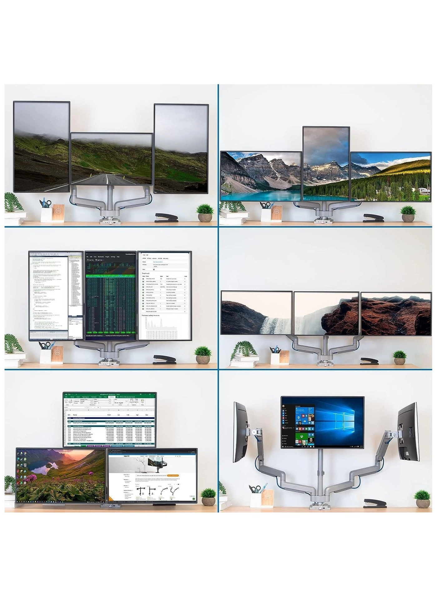 Triple Monitor Mount Stand - Triple 13-27 inch VESA 75 x 75/100 x 100