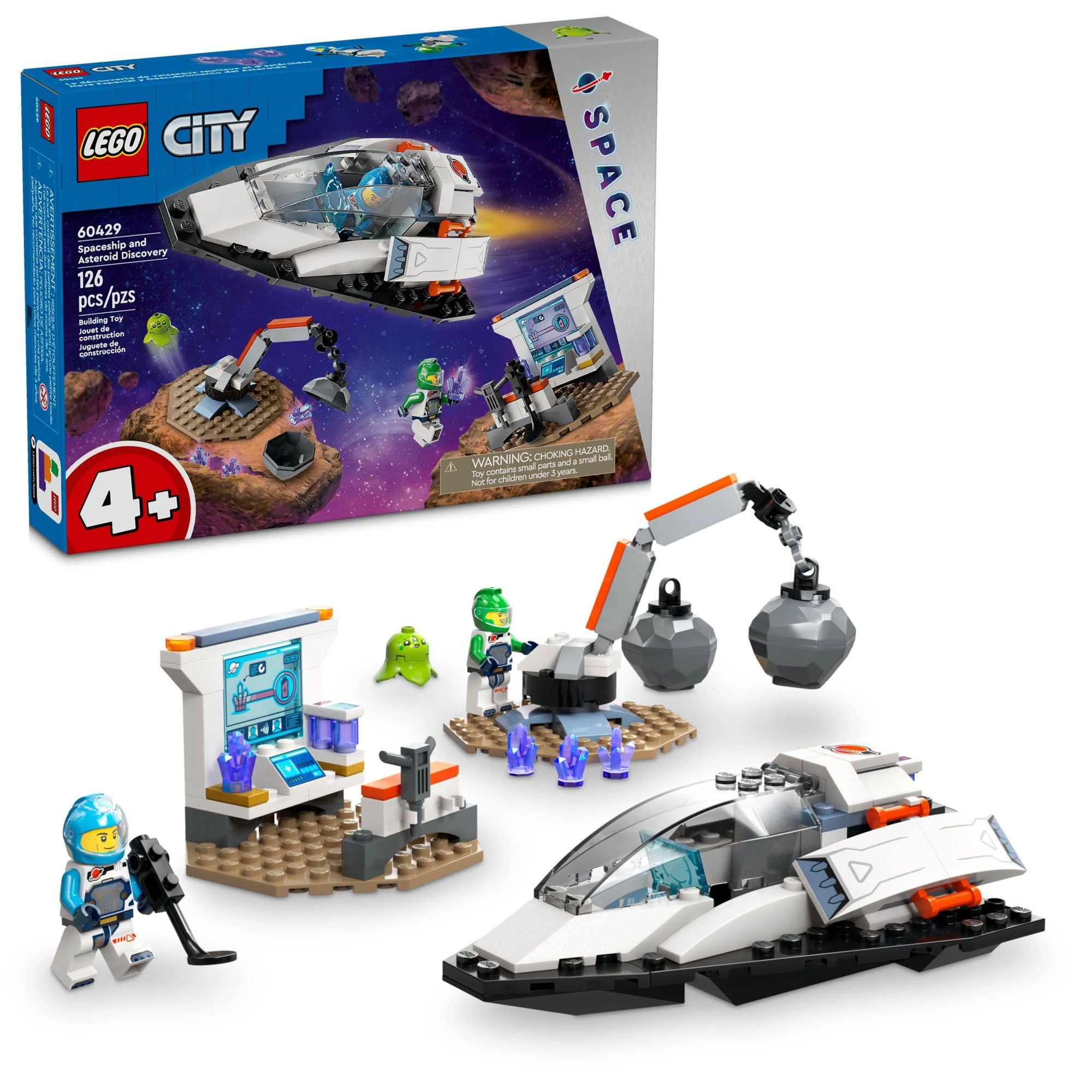 LEGO City Spaceship and Asteroid Discovery (60429) - 4+ 2 Astronaut Minifigures & Alien