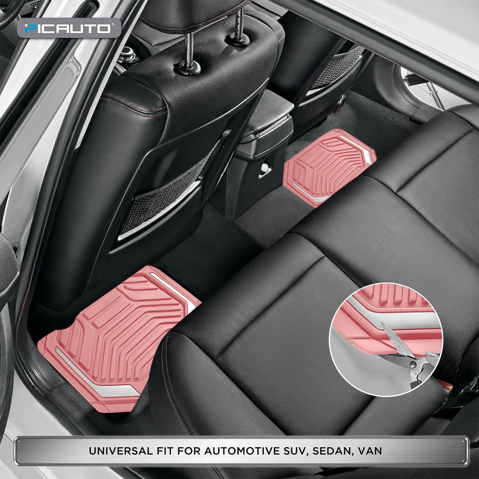 Heavy Duty Rubber Floor Mats - Pink Universal Fit