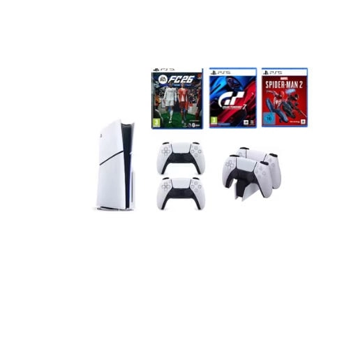 ZHK ELECTRONICS PlayStation 5 Slim - 1TB + Extra Controller + Charging Station + Spiderman 2 + Gran Turismo 7 + FC26