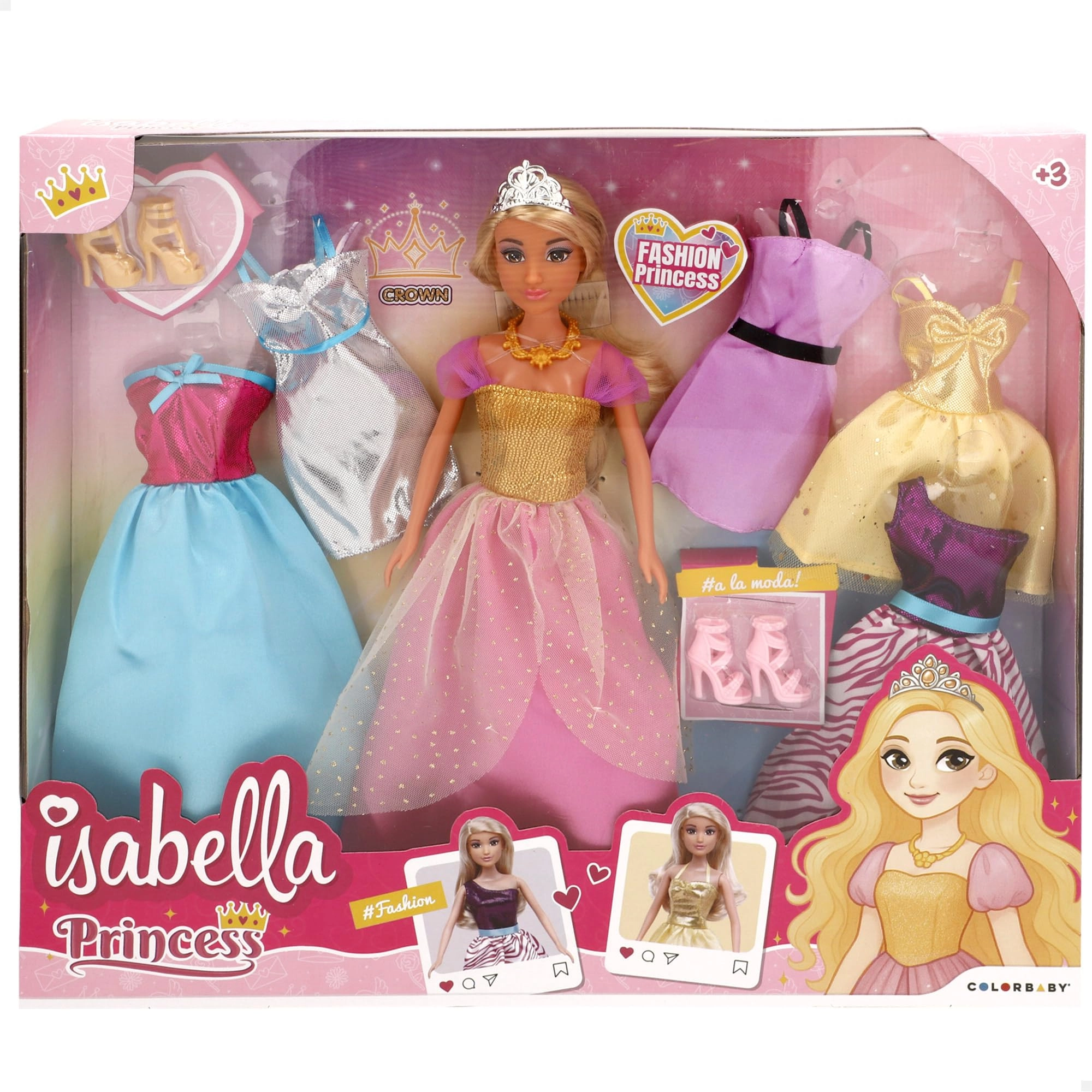 COLORBABY Isabella Princess Doll - 30 cm 5 Dresses Ages 3+