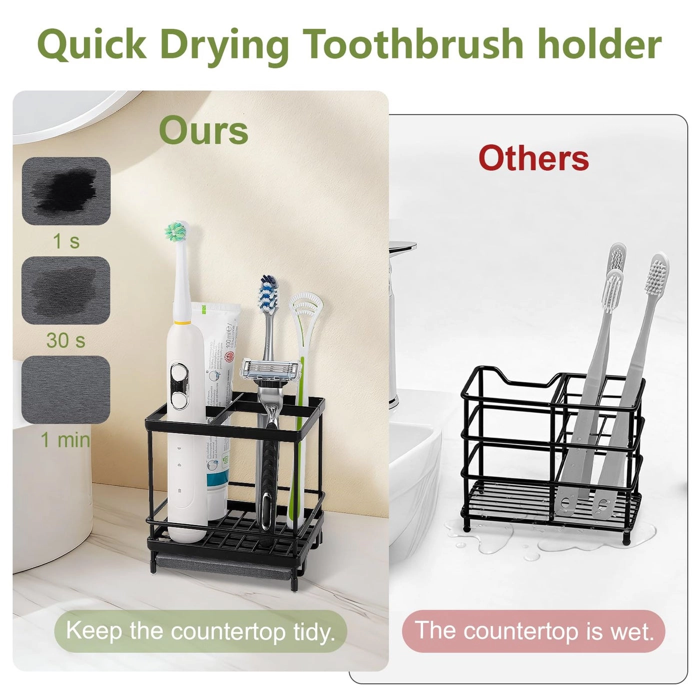 Toothbrush Holder - Countertop Shower Sink 5 Slots