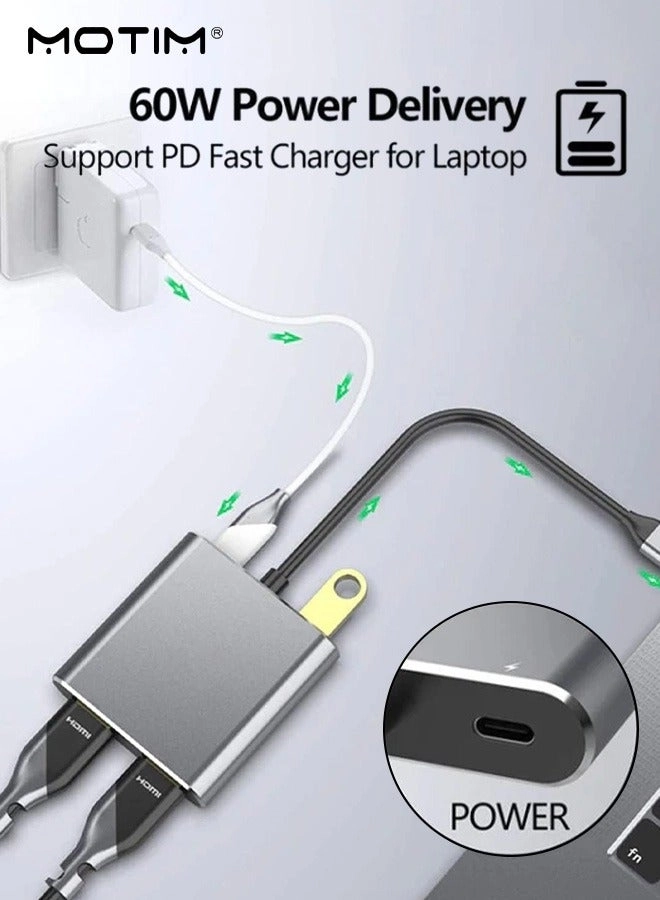 USB C to Dual HDMI Adapter - 4K@30Hz 4 in 1 USB3.0