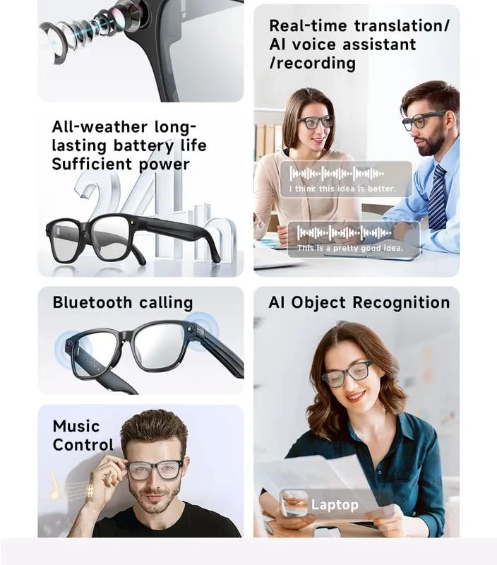 L801 - Smart Glasses Bluetooth Real-time Translation Voice Assistant