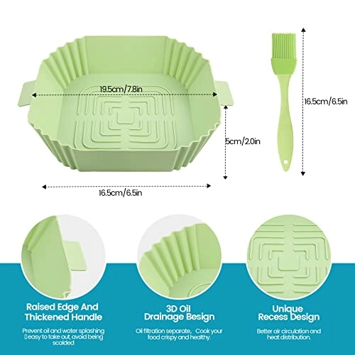 Silicone Air Fryer Liners - 7.8Inches 2 Pcs Silicone Brush