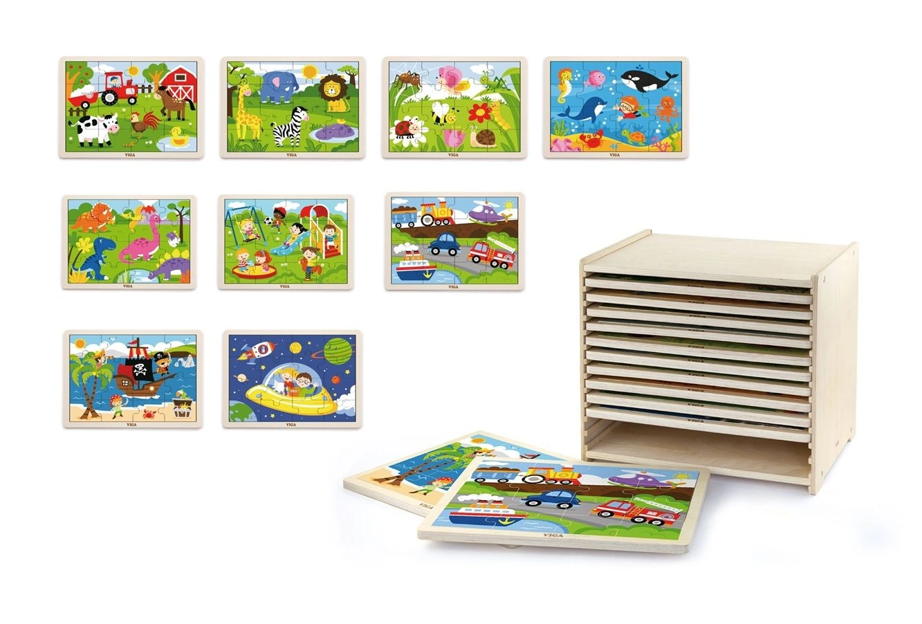 VIGA Wooden Puzzle (SW-51427) - 16 pcs Sets