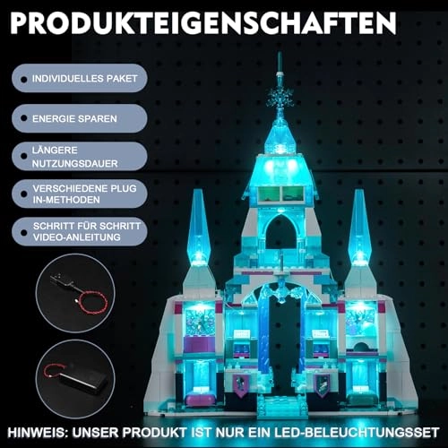 LED Light Set for Elsa's Ice Palace 43244 - USB Battery Box Copper