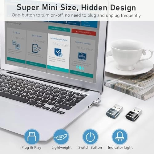 Mouse Jiggler - Metal USB Plug & Play 2 Jiggle Modes Silver