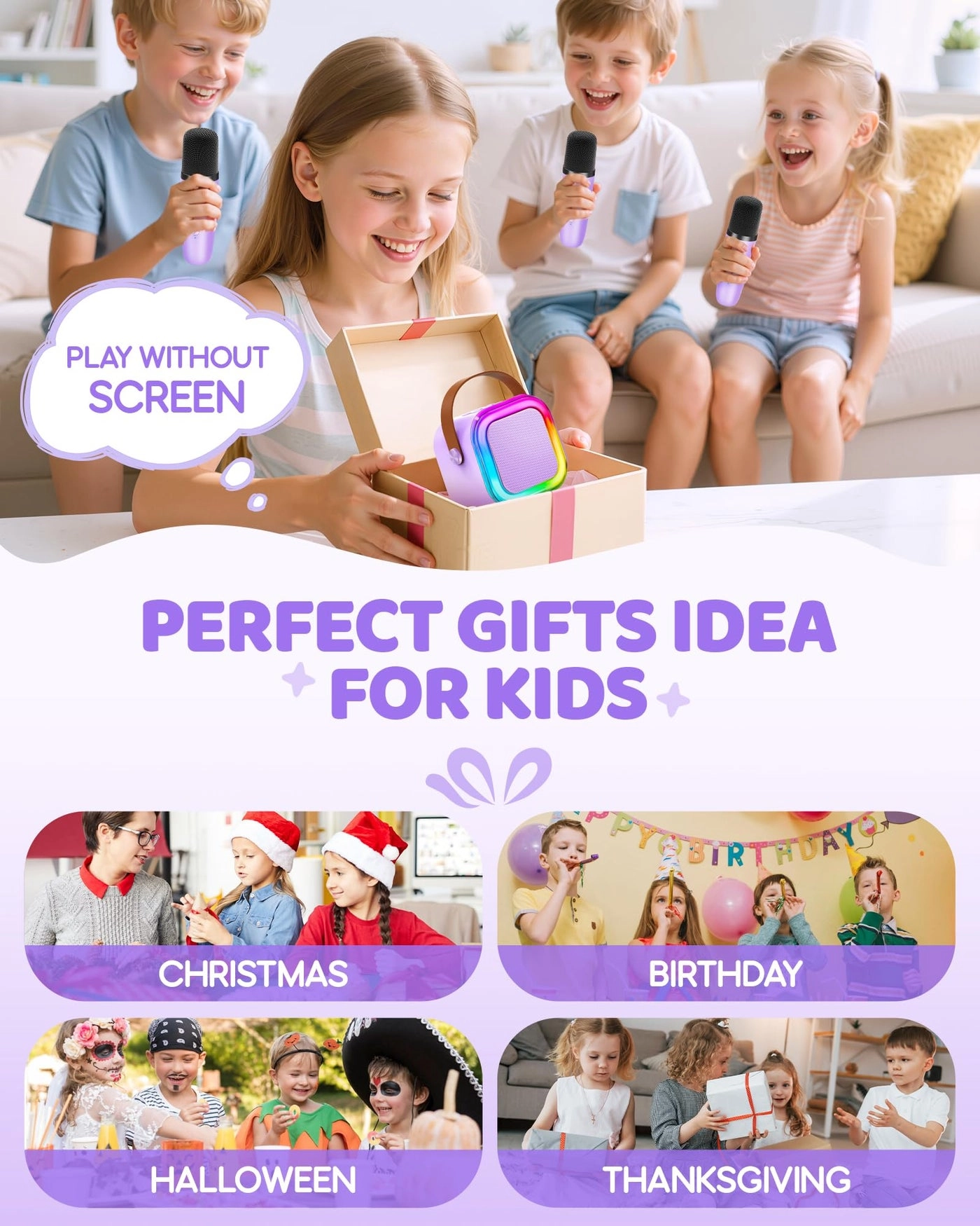 Mini Karaoke Machine - 3 Wireless Mics