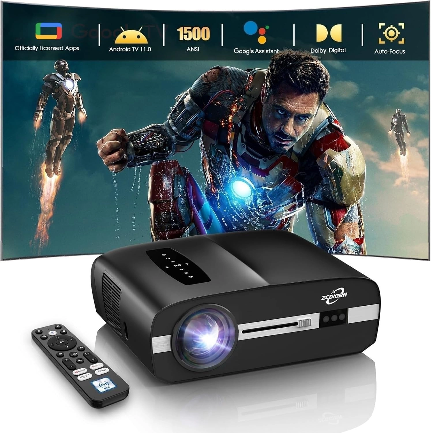 Pxodyda Ultra HD Projector - 1350 ANSI Lumens 1920 x 1080 Pixels